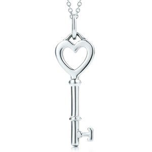 Tiffany & Co Heart Key Pendant and beaded chain necklace in Sterling Silver